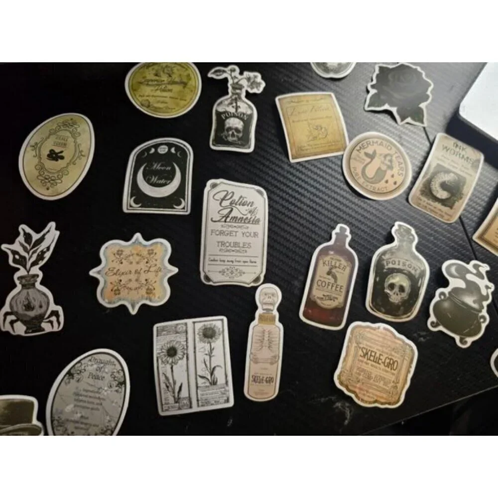 50pcs Gothic Apothecary Vintage Magic Potion Sticker Labels For Notebook